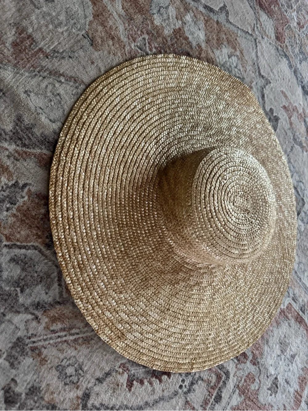 Wide Brim Straw Sun Hat - Natural Gold Tone